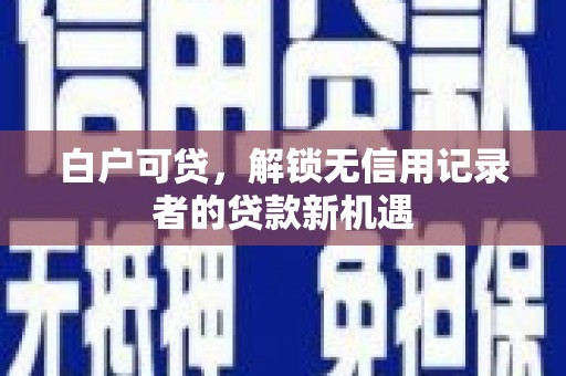 高密白户可贷，解锁无信用记录者的贷款新机遇