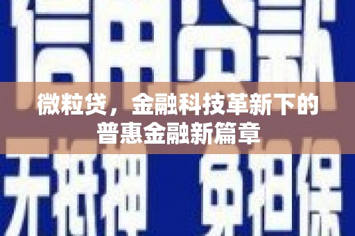 高密微粒贷，金融科技革新下的普惠金融新篇章