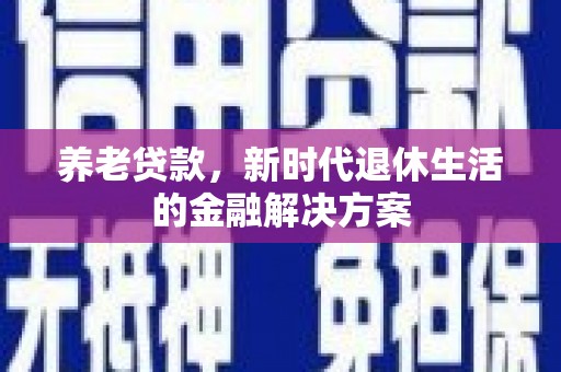 高密养老贷款，新时代退休生活的金融解决方案